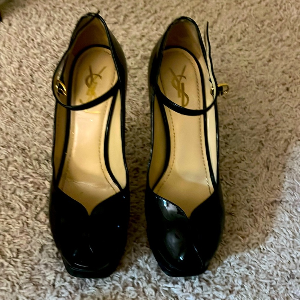 Patent Leather Mary Jean Platform Pumps Yves Saint Laurent Rive